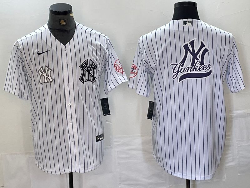 Men New York Yankees Blank White Stripe Second generation joint name Nike 2024 MLB Jersey style 17